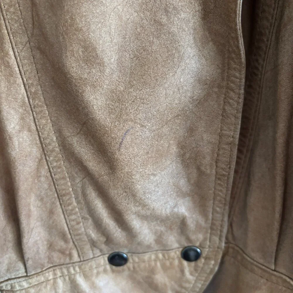 Vintage 80s Brown Paper bag Leather Jacket - Picture 7 of 14